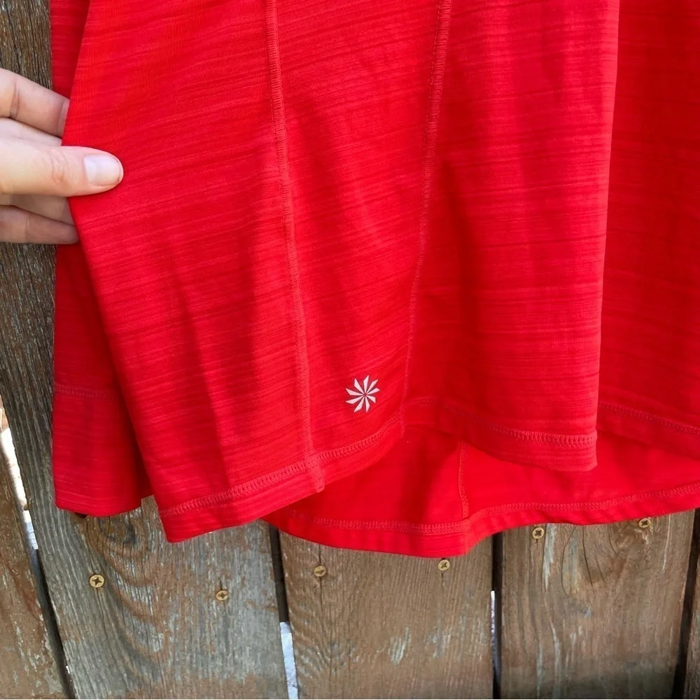 ATHLETA Women’s Orange Red Long Sleeve Half Zip Pullover Sweatshirt Size Small
